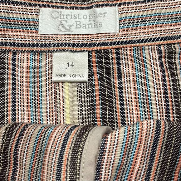 Christopher & Banks‎ Women's 100% Cotton Striped Drawstring Skirt, Size 14 - Picture 6 of 7